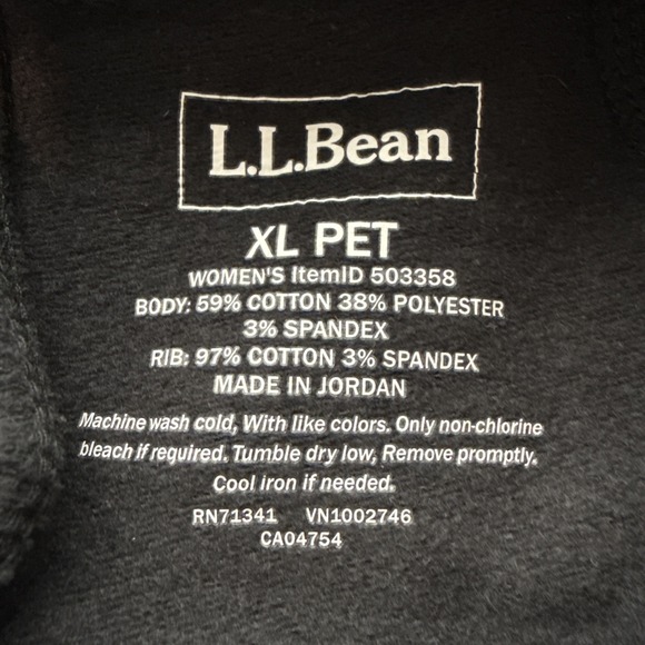 LL Bean cowl neck sweatshirt women's XLP petite black kangaroo pocket 503358 - Picture 8 of 8